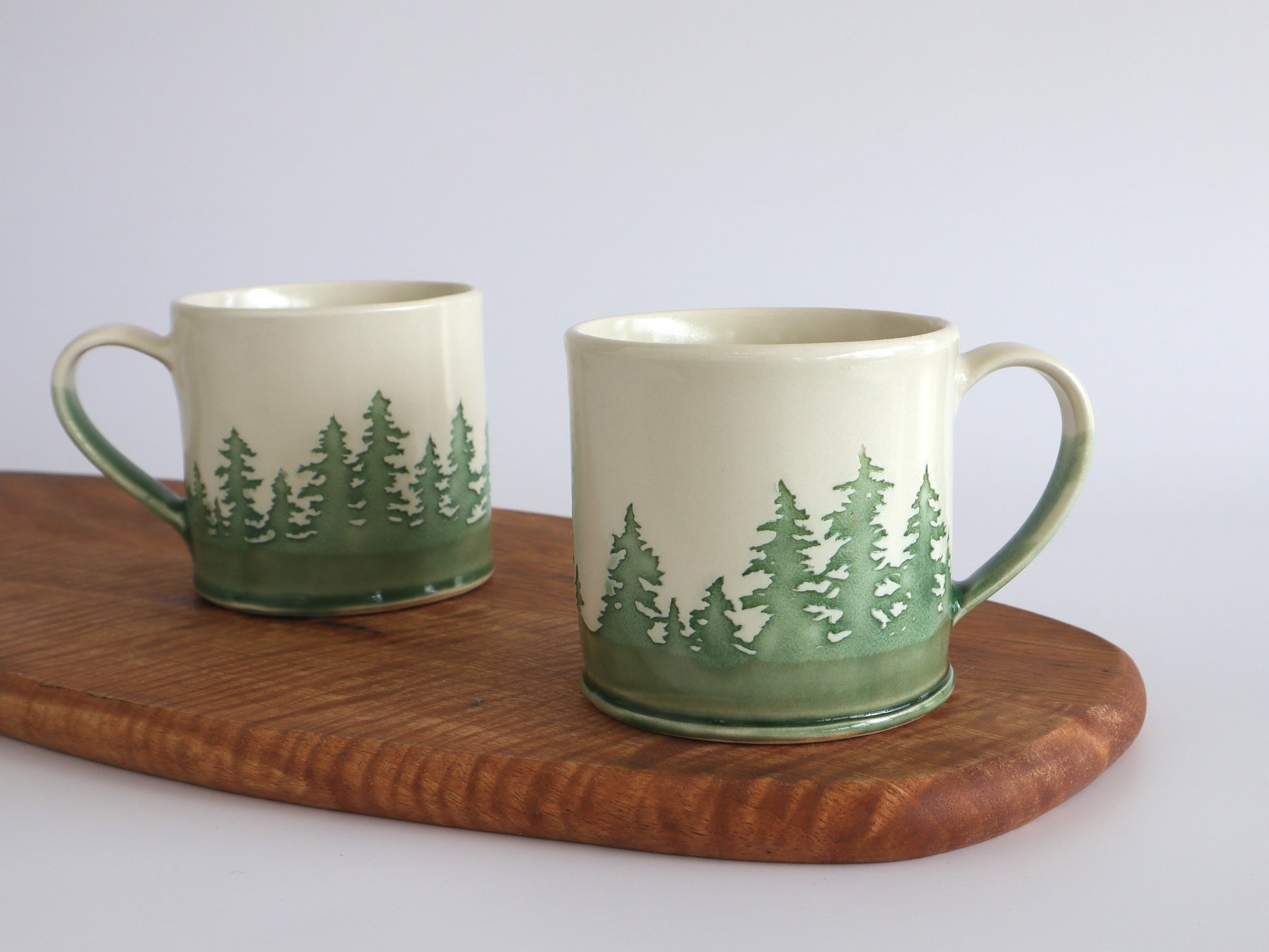 Handmade ceramic coffee mug set - Canadian Boreal Forest